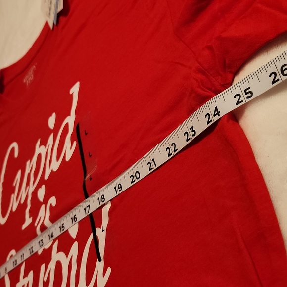Red Women's Valentines Shirt, "Cupid is Stupid" - Picture 5 of 7